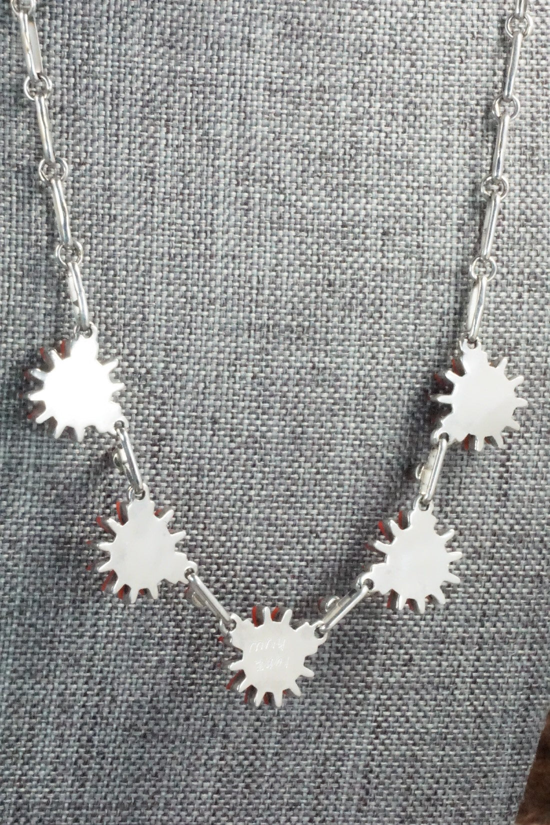 Coral & Sterling Silver Necklace and Earrings Set - Mildred Ukestine
