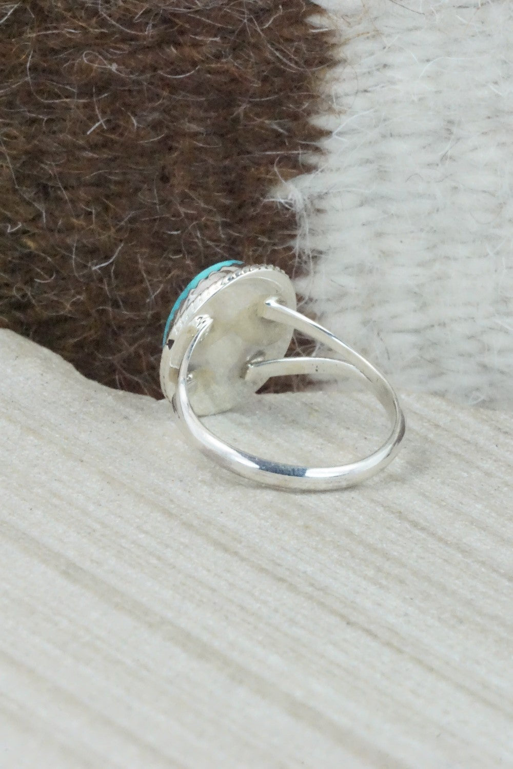 Turquoise & Sterling Silver Ring - Jamie Saunders - Size 8.5