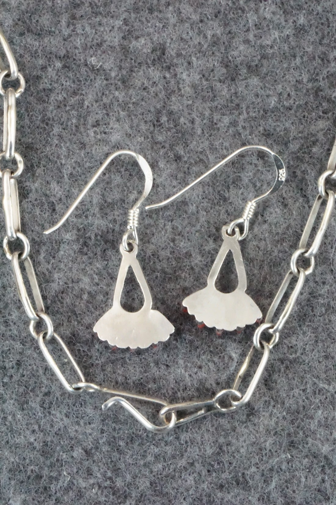 Coral & Sterling Silver Necklace and Earrings Set - Mildred Ukestine