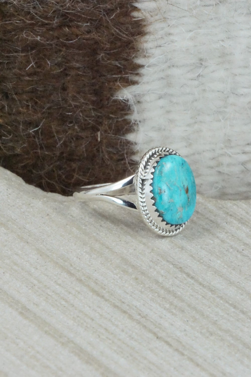 Turquoise & Sterling Silver Ring - Jamie Saunders - Size 8.5