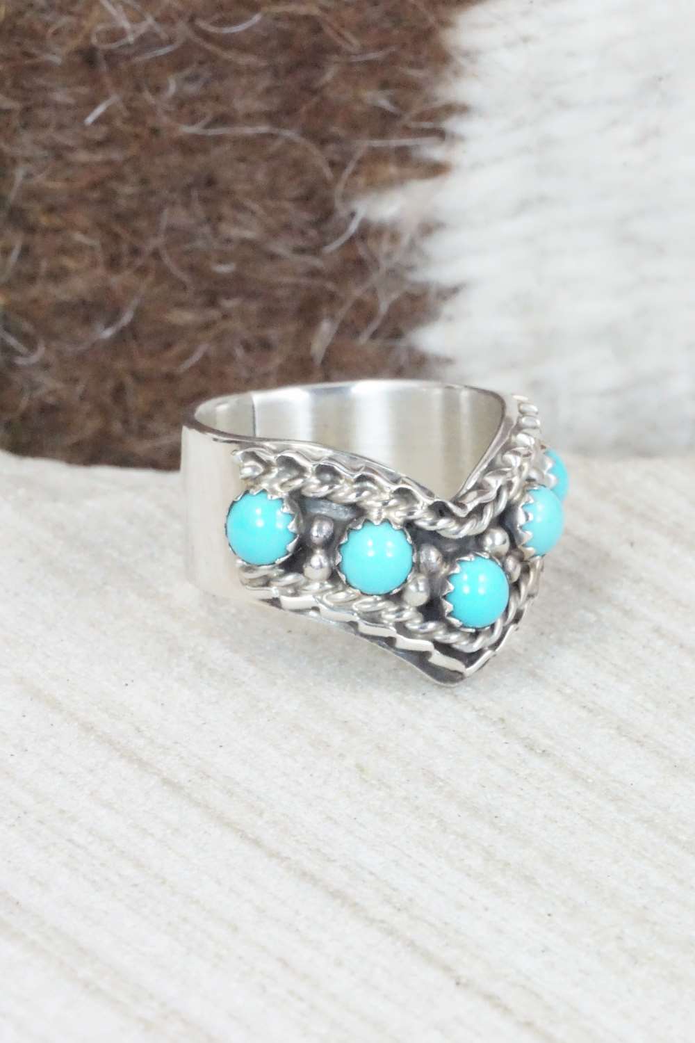 Turquoise & Sterling Silver Ring - Thomas Yazzie - Size 5.75