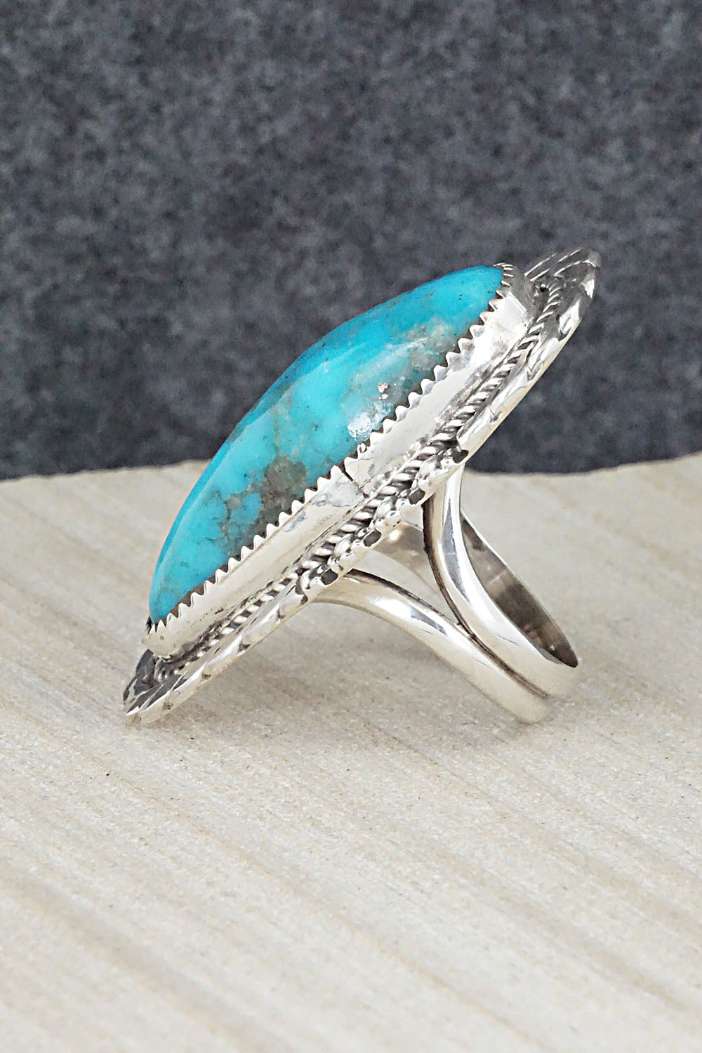 Turquoise & Sterling Silver Ring - Leslie Nez - Size 8.5