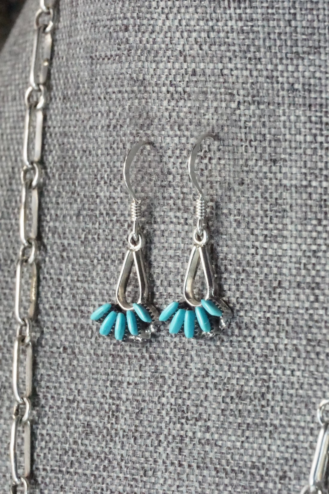 Turquoise & Sterling Silver Necklace and Earrings Set - Mildred Ukestine