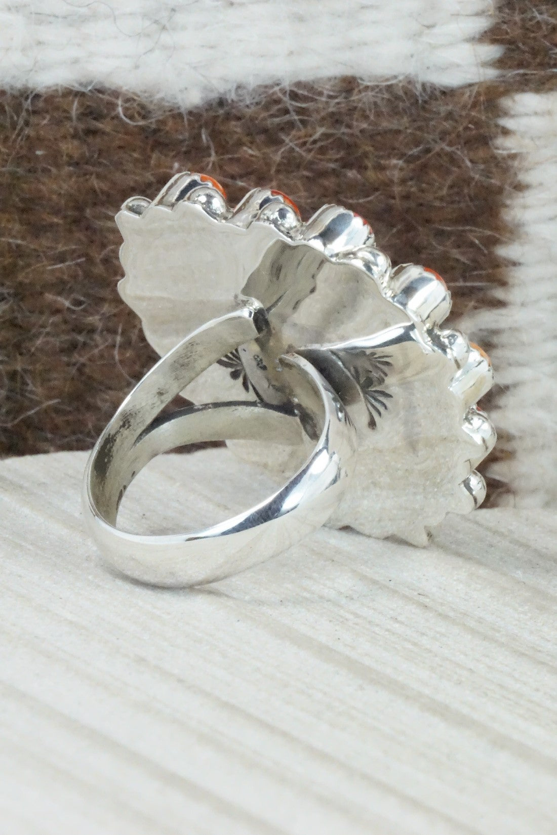 Spiny Oyster & Sterling Silver Ring - Sandra Parkett - Size 8.5 (Adj.)