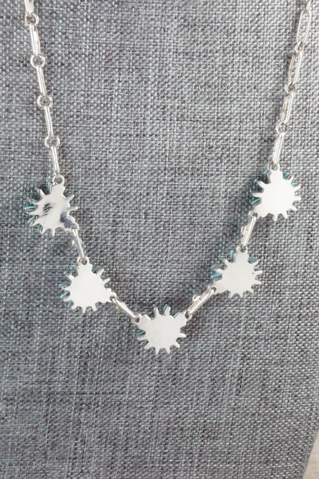 Turquoise & Sterling Silver Necklace and Earrings Set - Mildred Ukestine