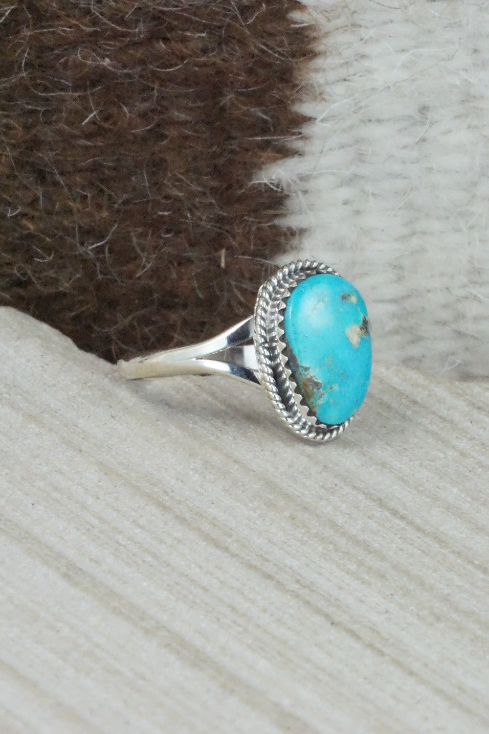 Turquoise & Sterling Silver Ring - Jamie Saunders - Size 9.5