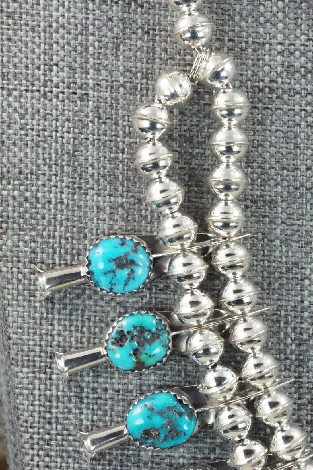 Turquoise & Sterling Silver Squash Blossom & Earrings - Califreda Roanhorse