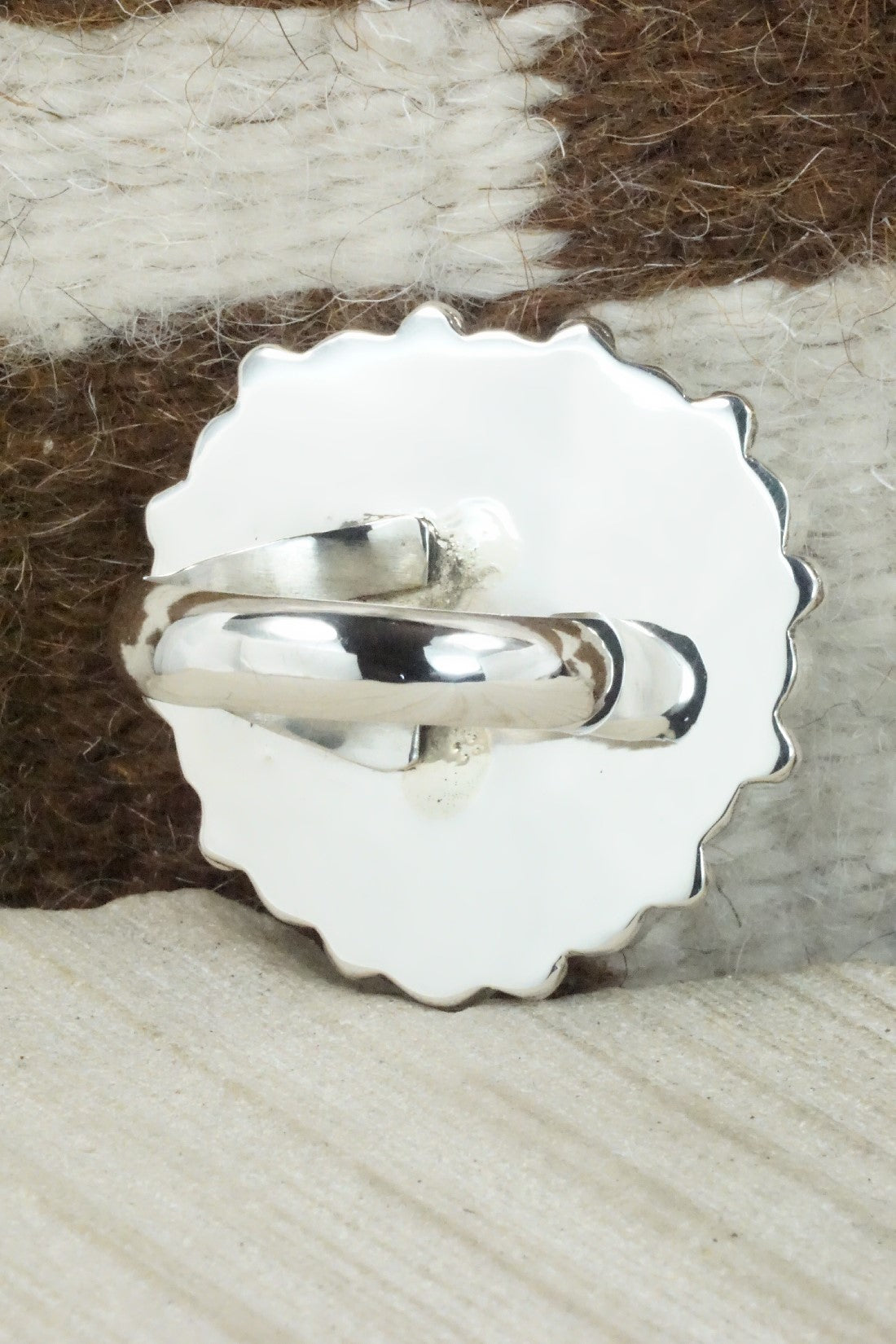 Spiny Oyster, Turquoise & Sterling Silver Ring - Sandra Parkett - Size 9.5 (Adj)