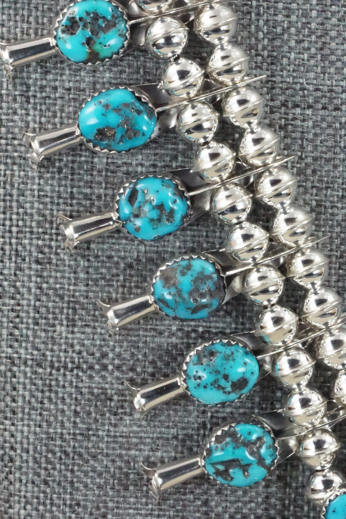 Turquoise & Sterling Silver Squash Blossom & Earrings - Califreda Roanhorse