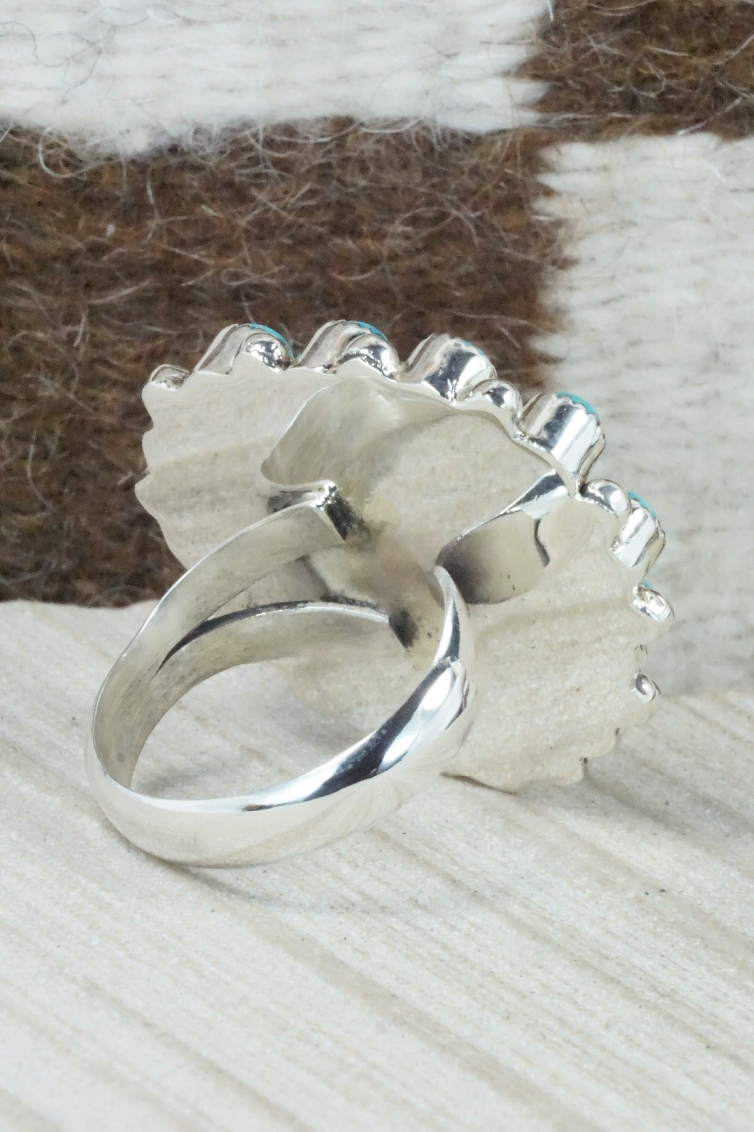 Spiny Oyster, Turquoise & Sterling Silver Ring - Sandra Parkett - Size 9.5 (Adj)