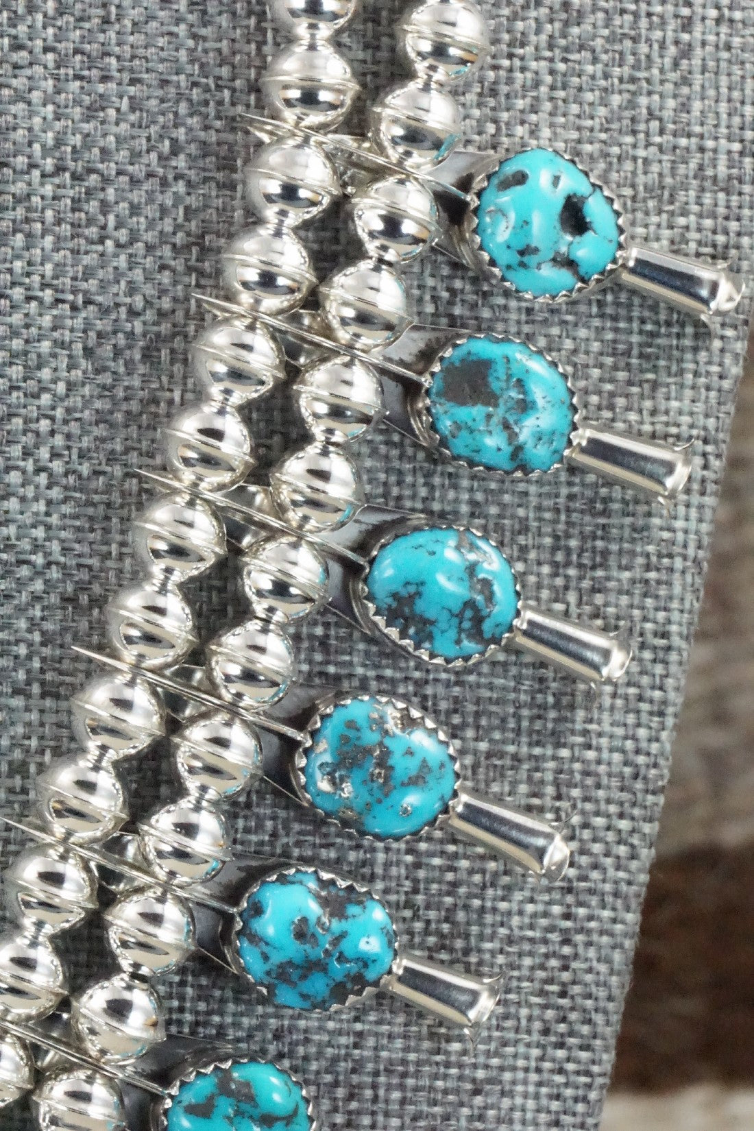 Turquoise & Sterling Silver Squash Blossom & Earrings - Califreda Roanhorse