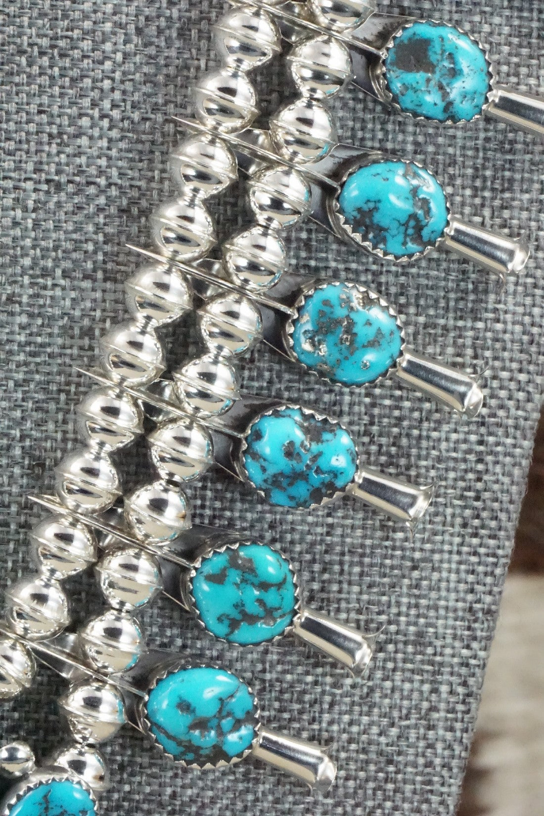 Turquoise & Sterling Silver Squash Blossom & Earrings - Califreda Roanhorse