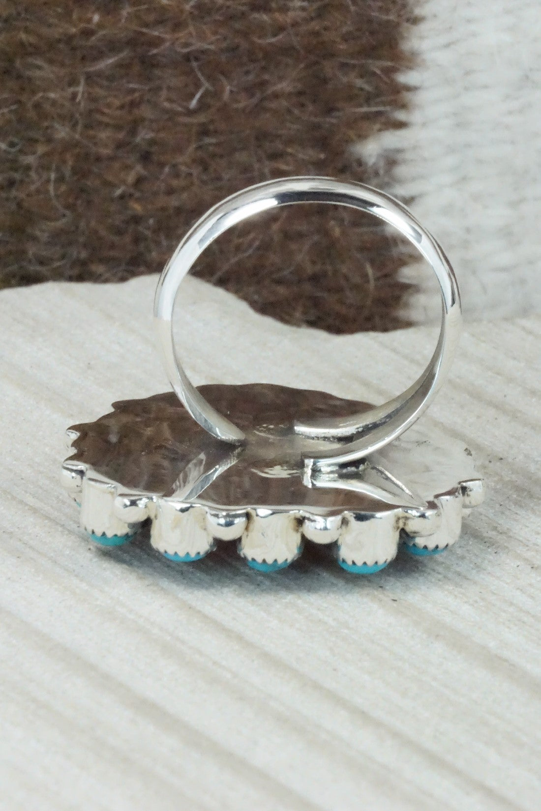 Spiny Oyster, Turquoise & Sterling Silver Ring - Sandra Parkett - Size 9.5 (Adj)