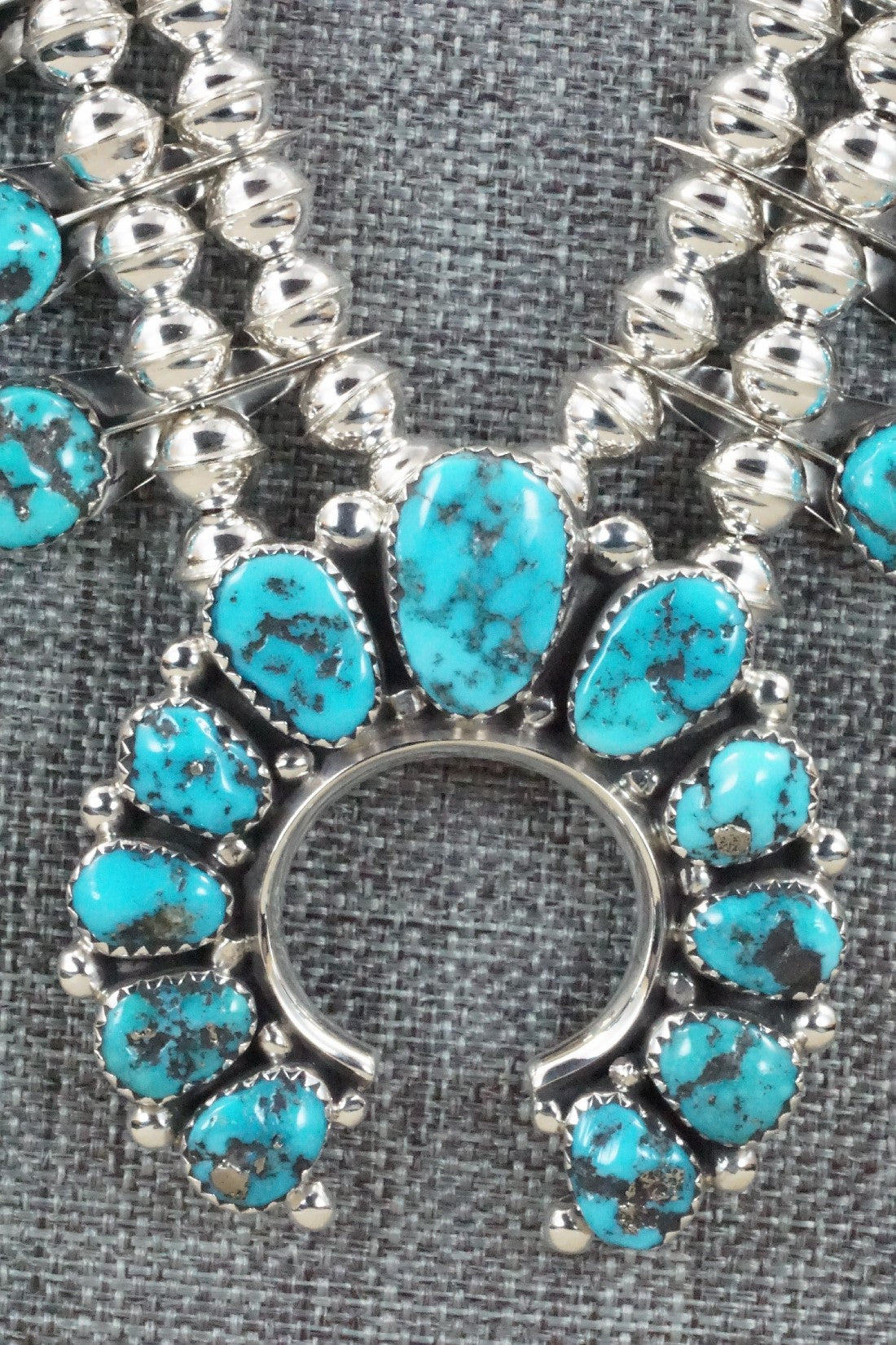 Turquoise & Sterling Silver Squash Blossom & Earrings - Califreda Roanhorse