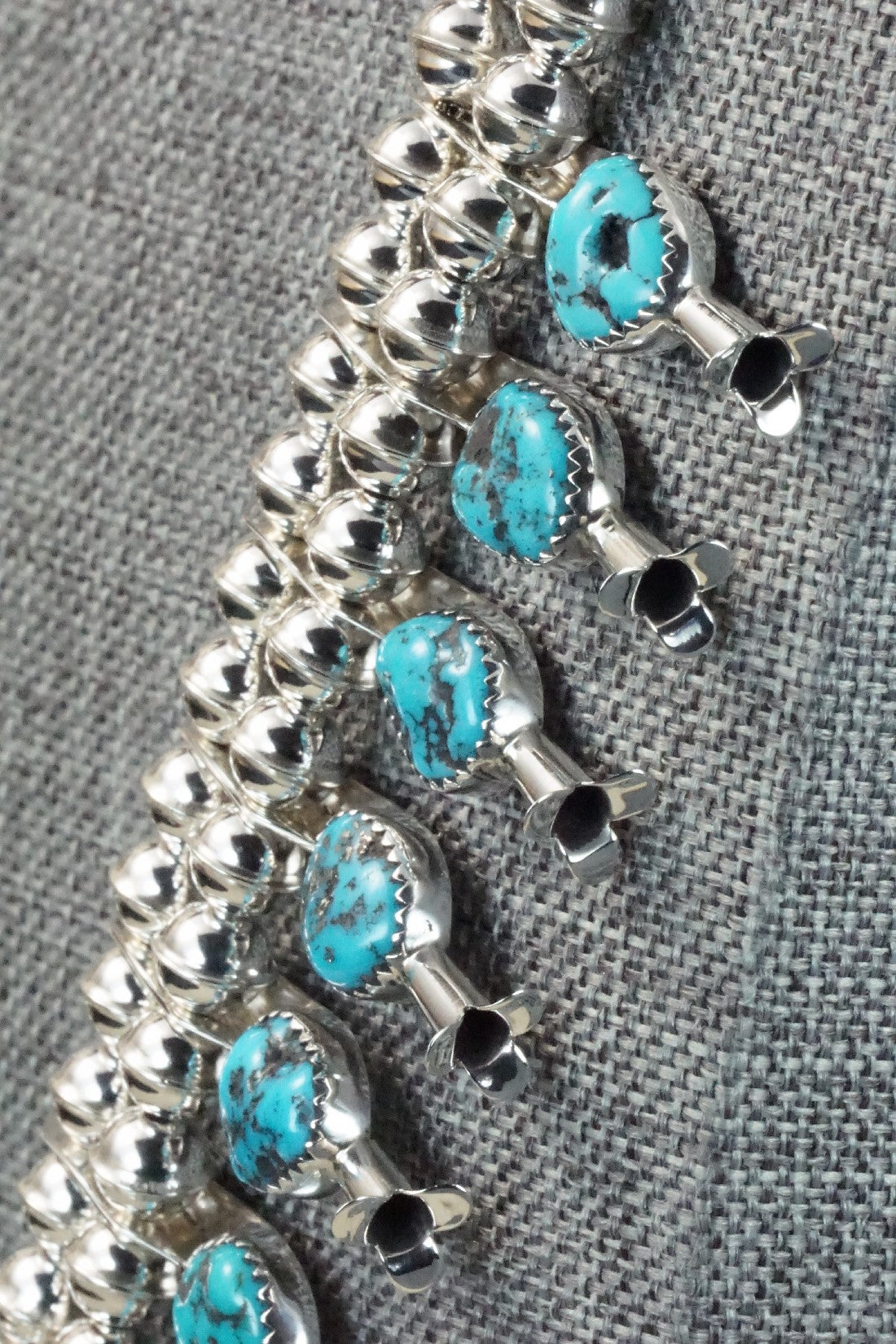 Turquoise & Sterling Silver Squash Blossom & Earrings - Califreda Roanhorse