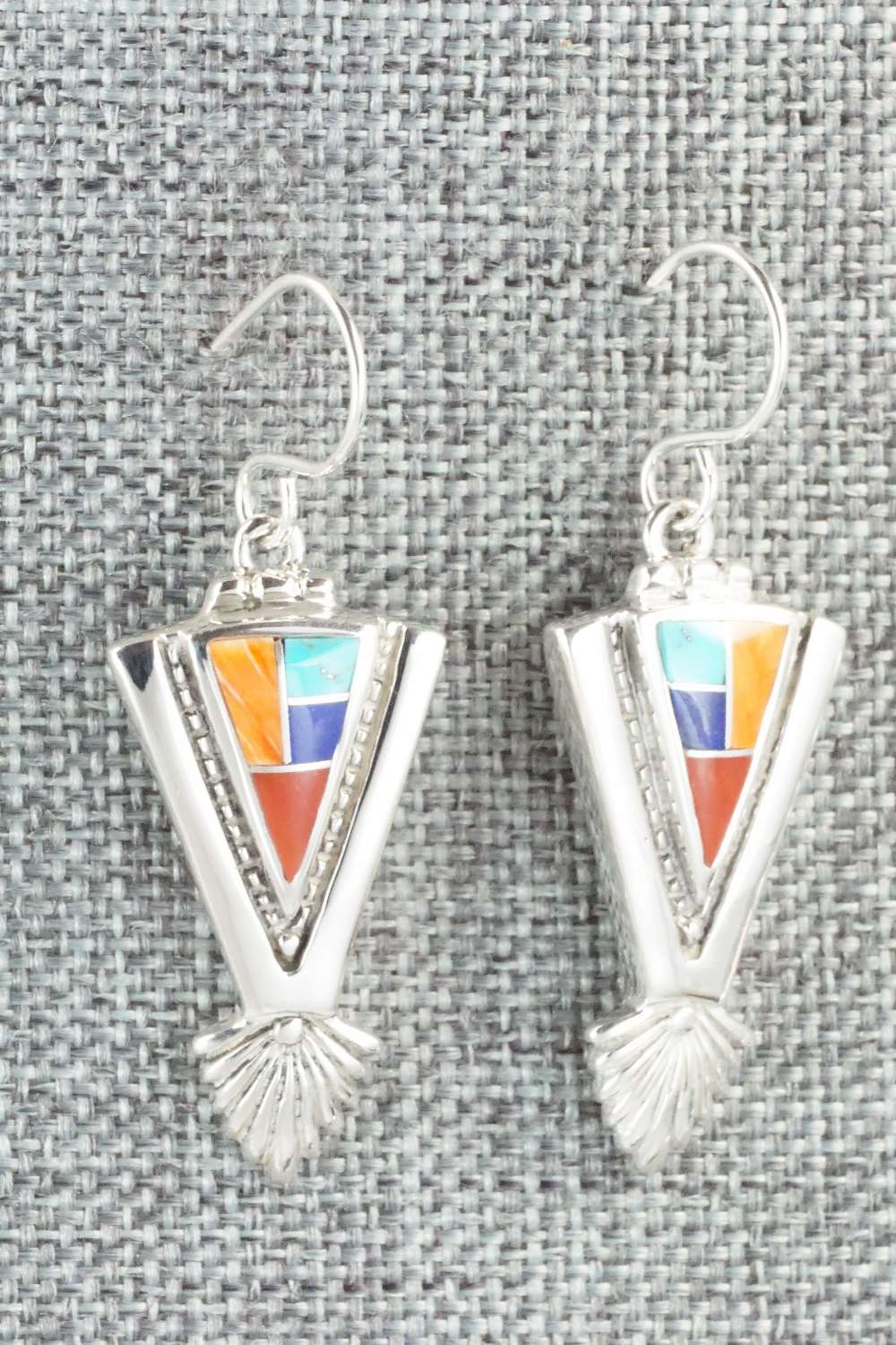 Multi Stone & Sterling Silver Squash Blossom Necklace and Earrings - Zuni