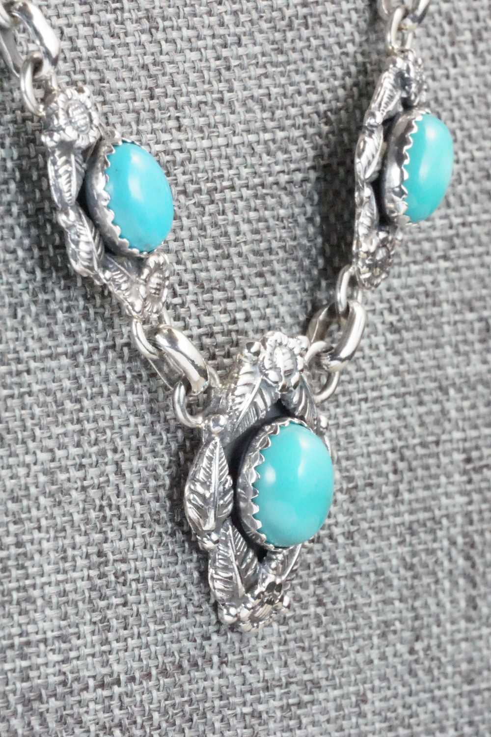 Turquoise & Sterling Silver Necklace and Earrings Set - Roie Jaque