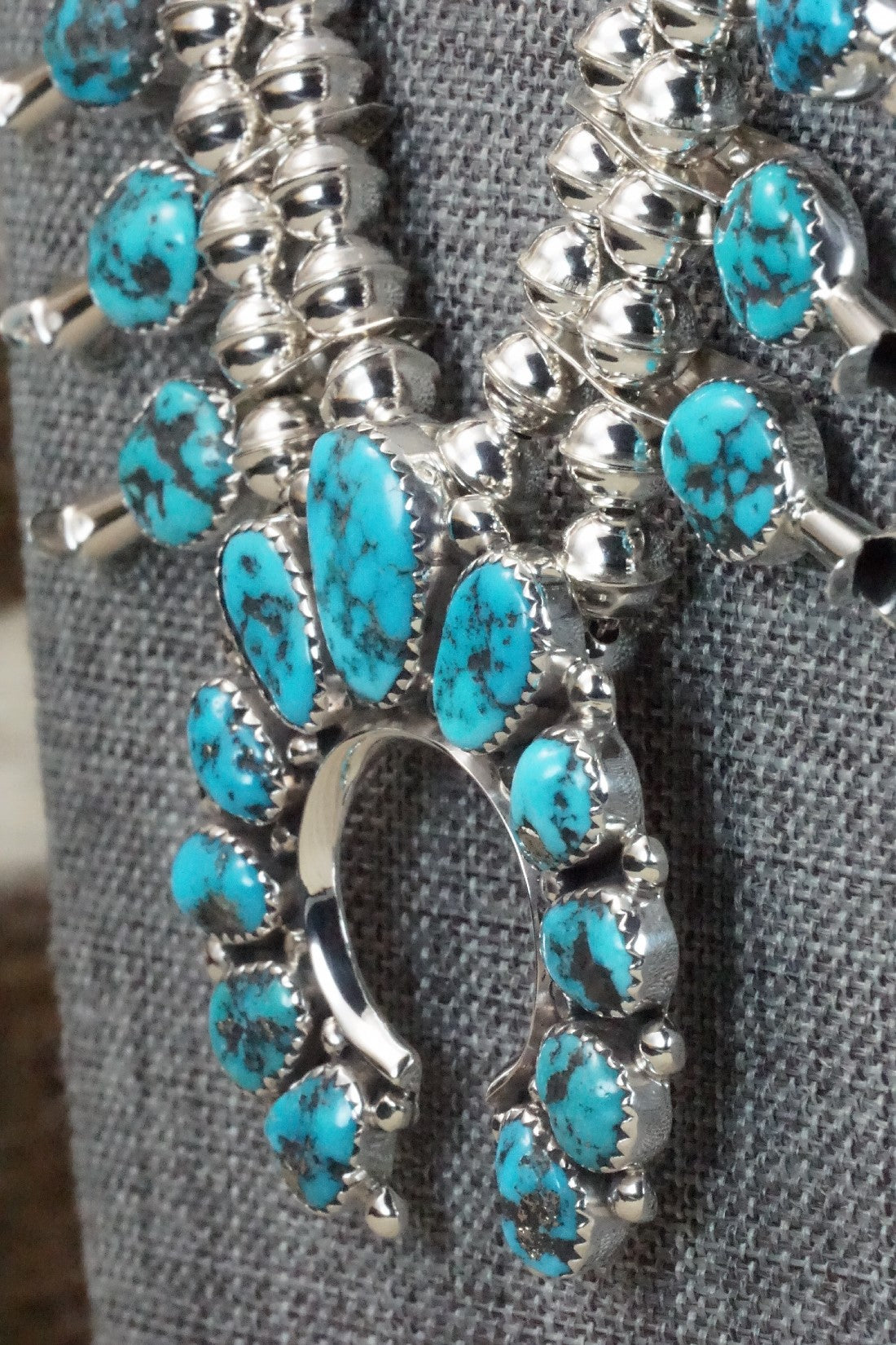Turquoise & Sterling Silver Squash Blossom & Earrings - Califreda Roanhorse