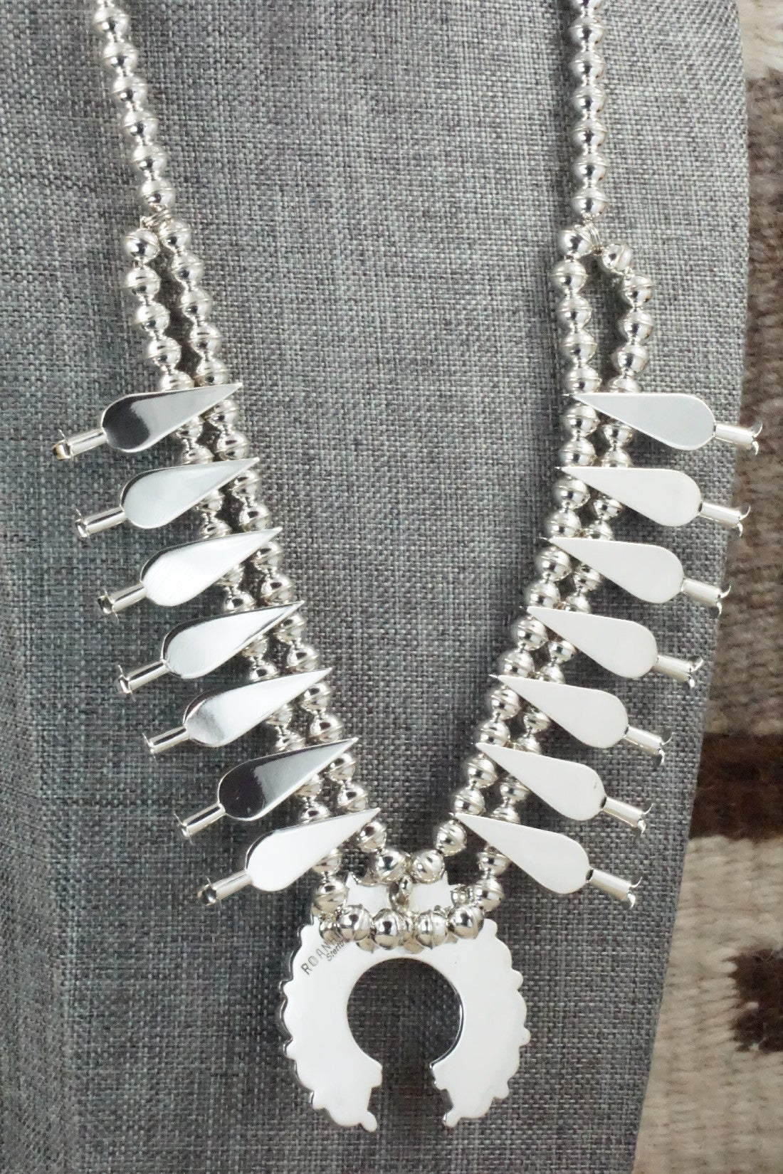 Turquoise & Sterling Silver Squash Blossom & Earrings - Califreda Roanhorse