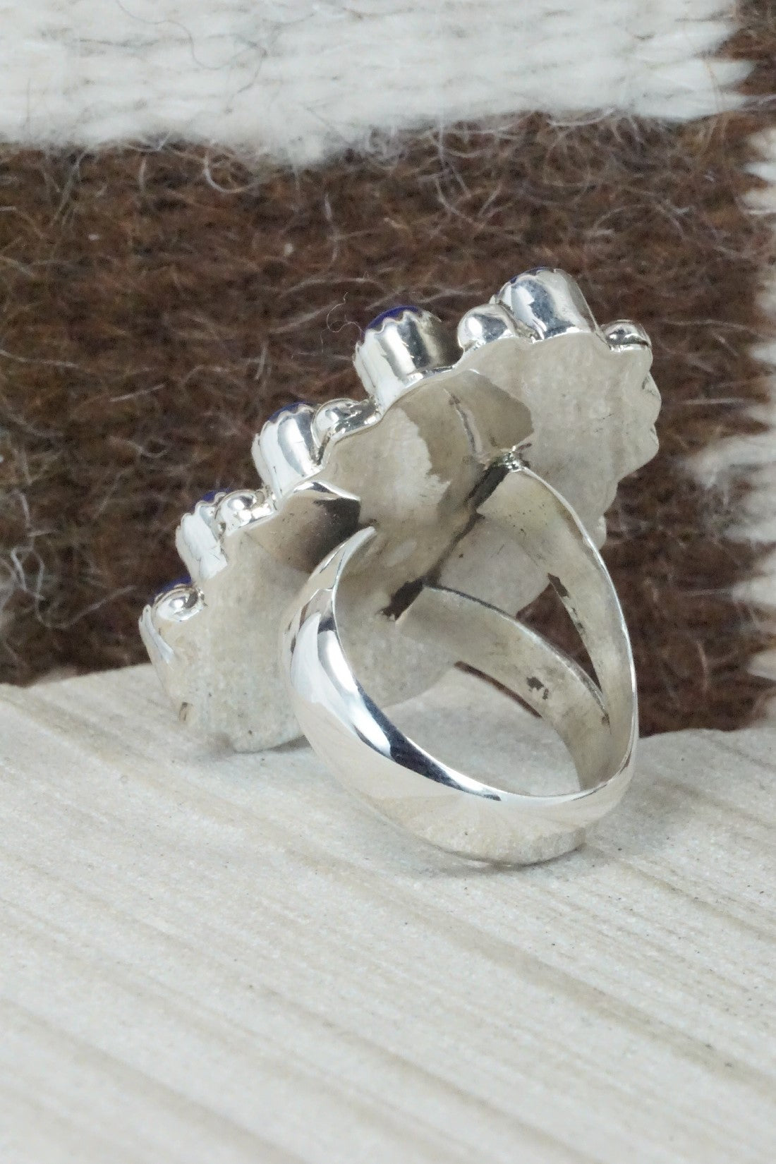 Onyx, Lapis & Sterling Silver Ring - Sandra Parkett - Size 7.5 (Adj.)