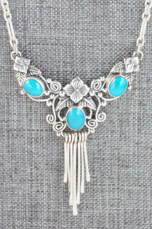 Turquoise & Sterling Silver Necklace - Roie Jaque