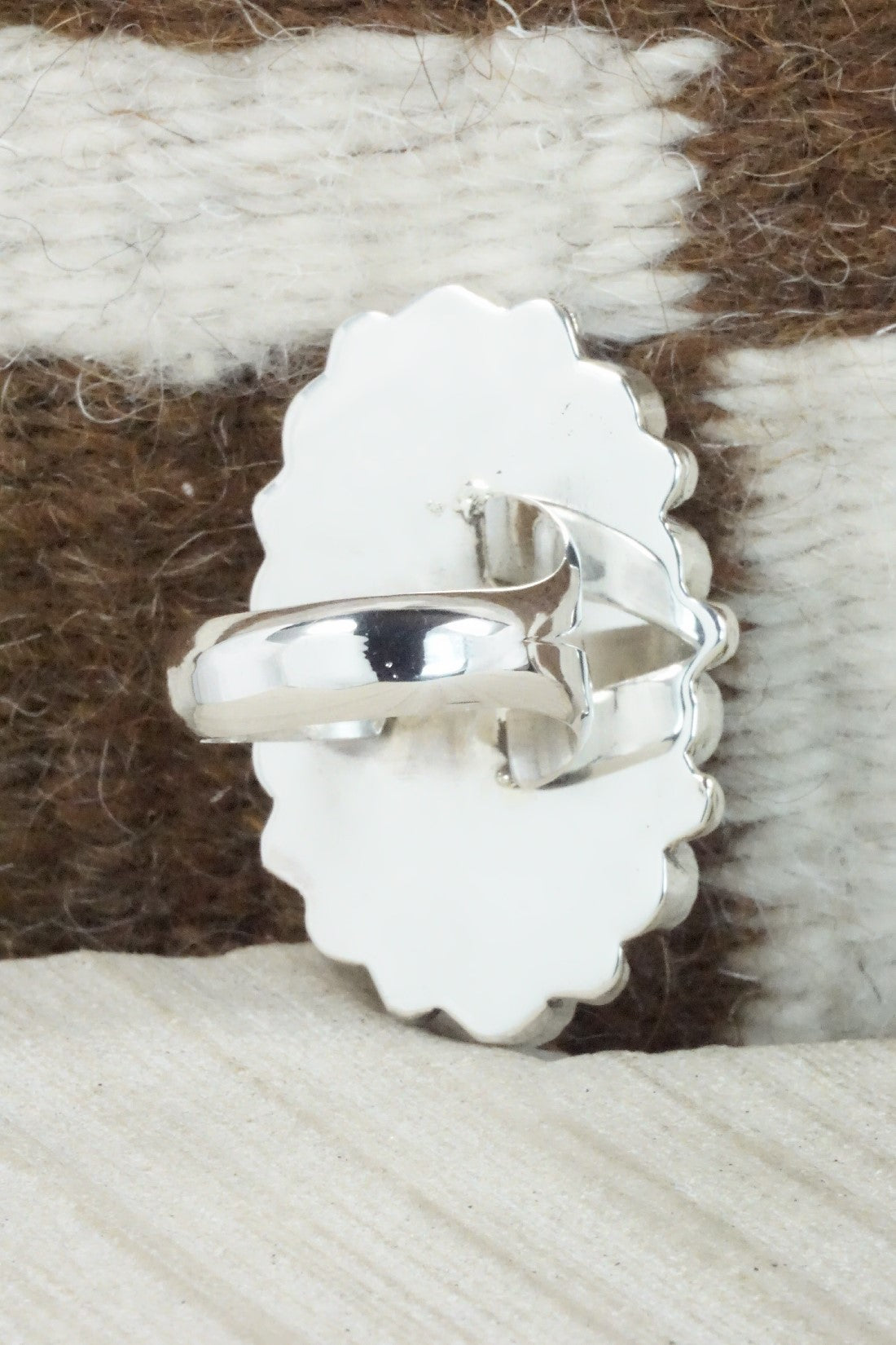 Onyx, Lapis & Sterling Silver Ring - Sandra Parkett - Size 7.5 (Adj.)