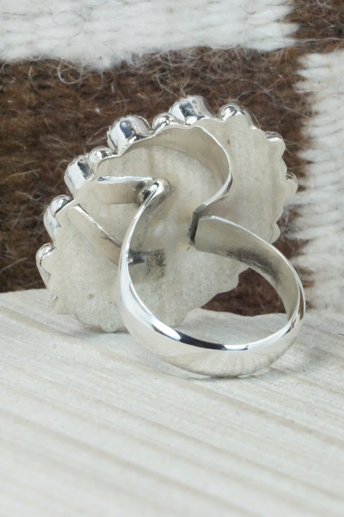 Spiny Oyster & Sterling Silver Ring - Sandra Parkett - Size 7 (Adj.)