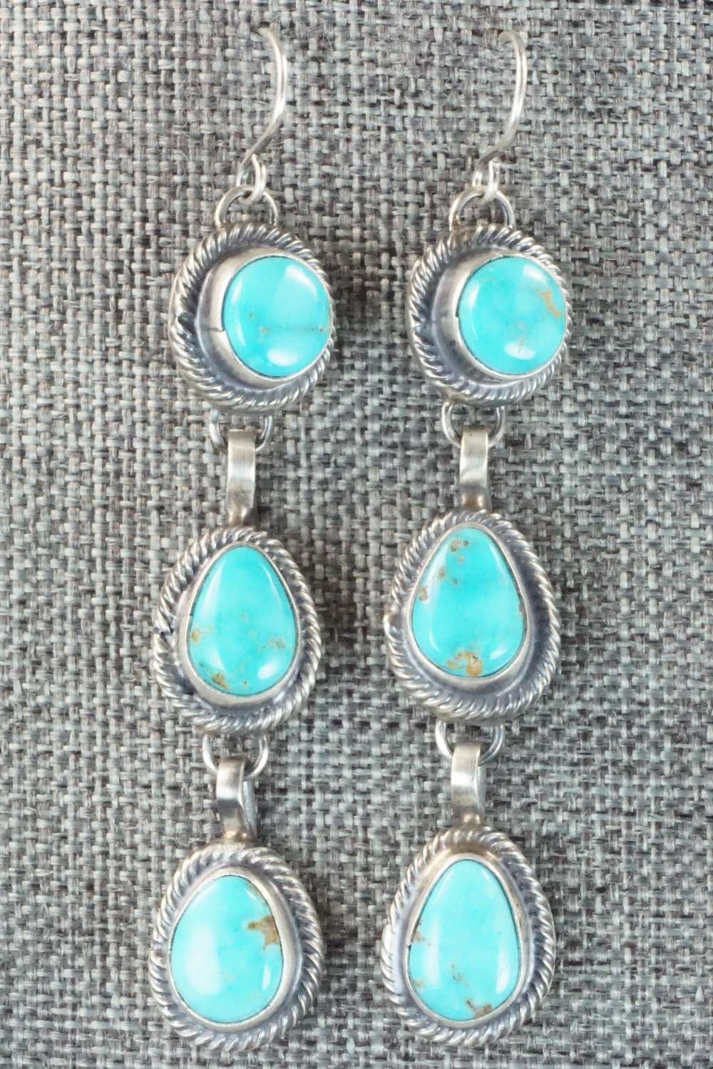 Turquoise & Sterling Silver Squash Blossom Necklace and Earrings - Thomas Francisco