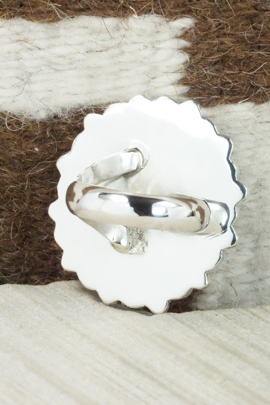 Spiny Oyster & Sterling Silver Ring - Sandra Parkett - Size 7 (Adj.)