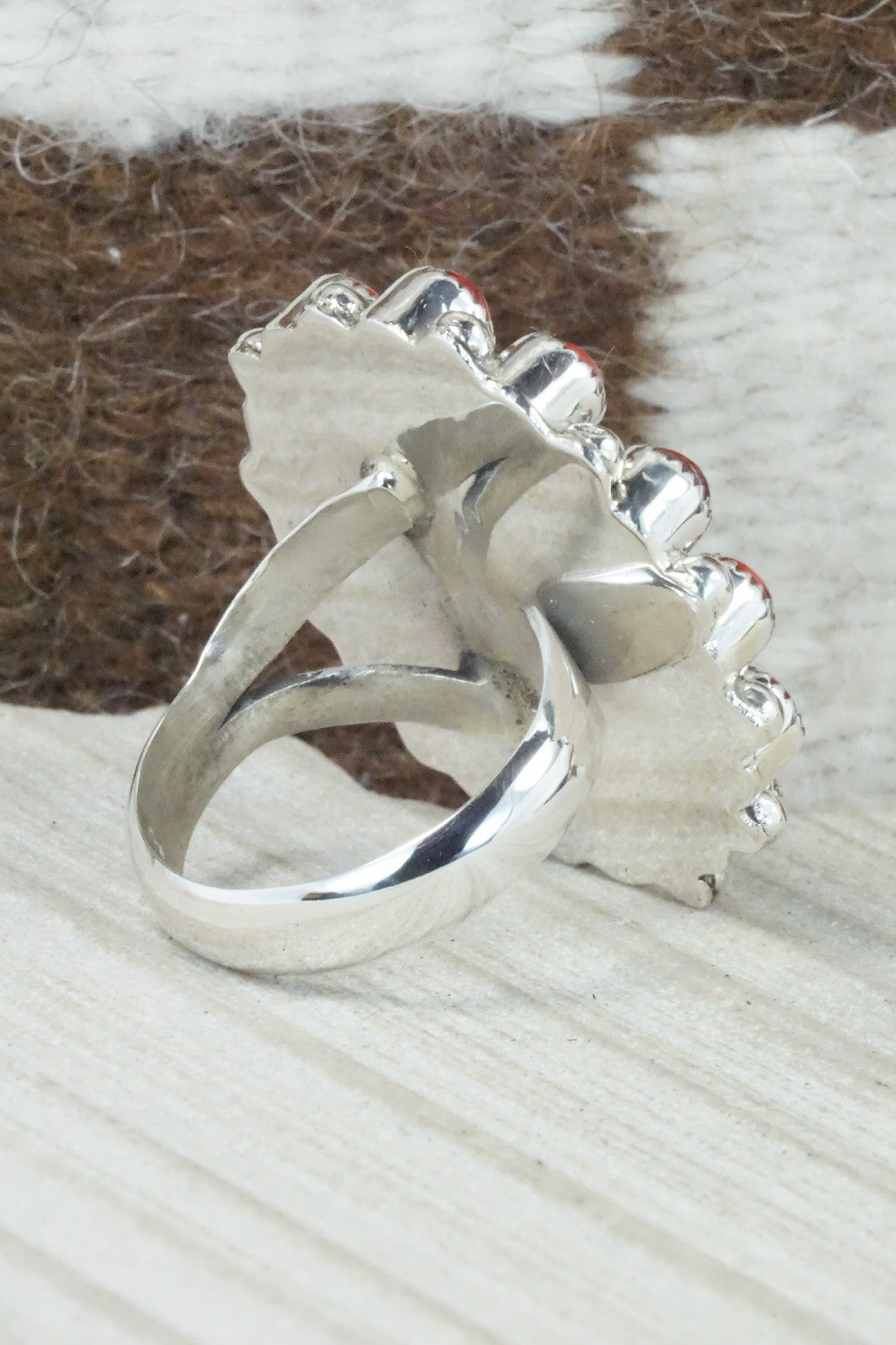 Spiny Oyster & Sterling Silver Ring - Sandra Parkett - Size 7 (Adj.)