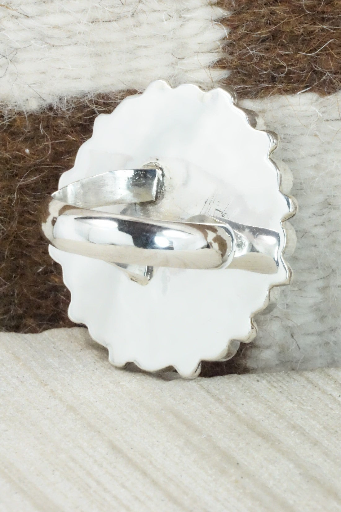 Spiny Oyster & Sterling Silver Ring - Sandra Parkett - Size 9 (Adj.)