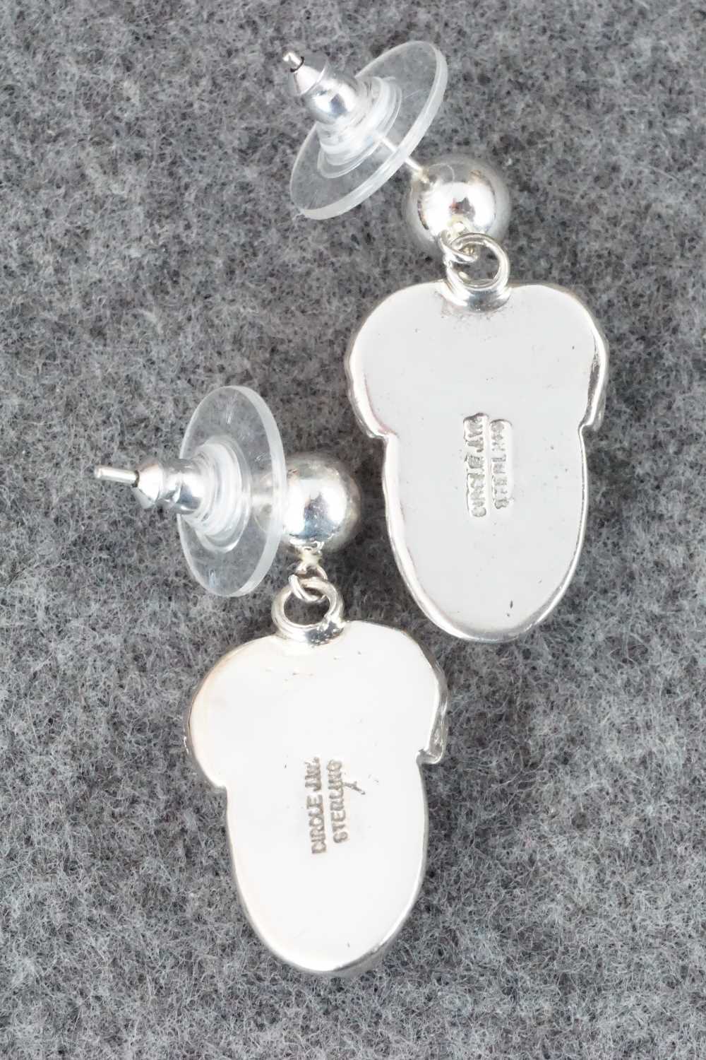 Coral & Sterling Silver Earrings - Circle J. W.