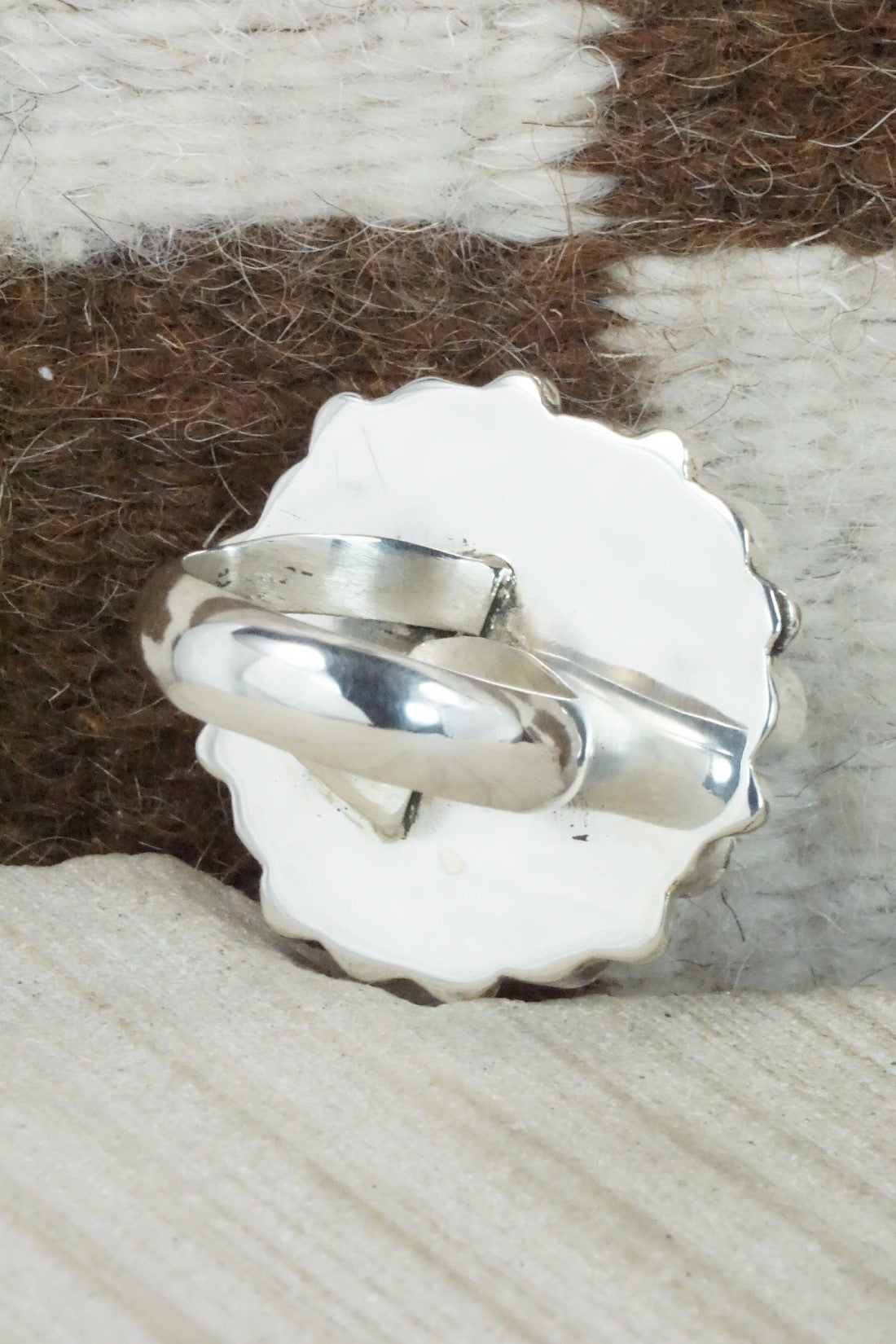 Onyx, Lapis & Sterling Silver Ring - Sandra Parkett - Size 8 (Adj.)