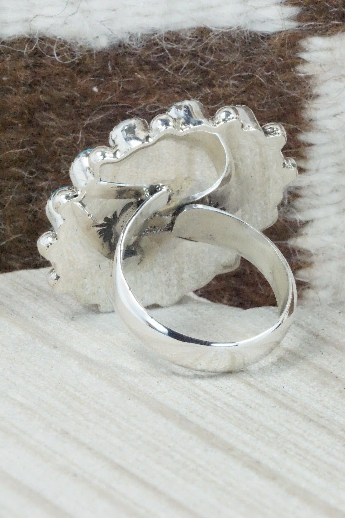 Spiny Oyster, Turquoise & Sterling Silver Ring - Sandra Parkett - Size 9 (Adj.)