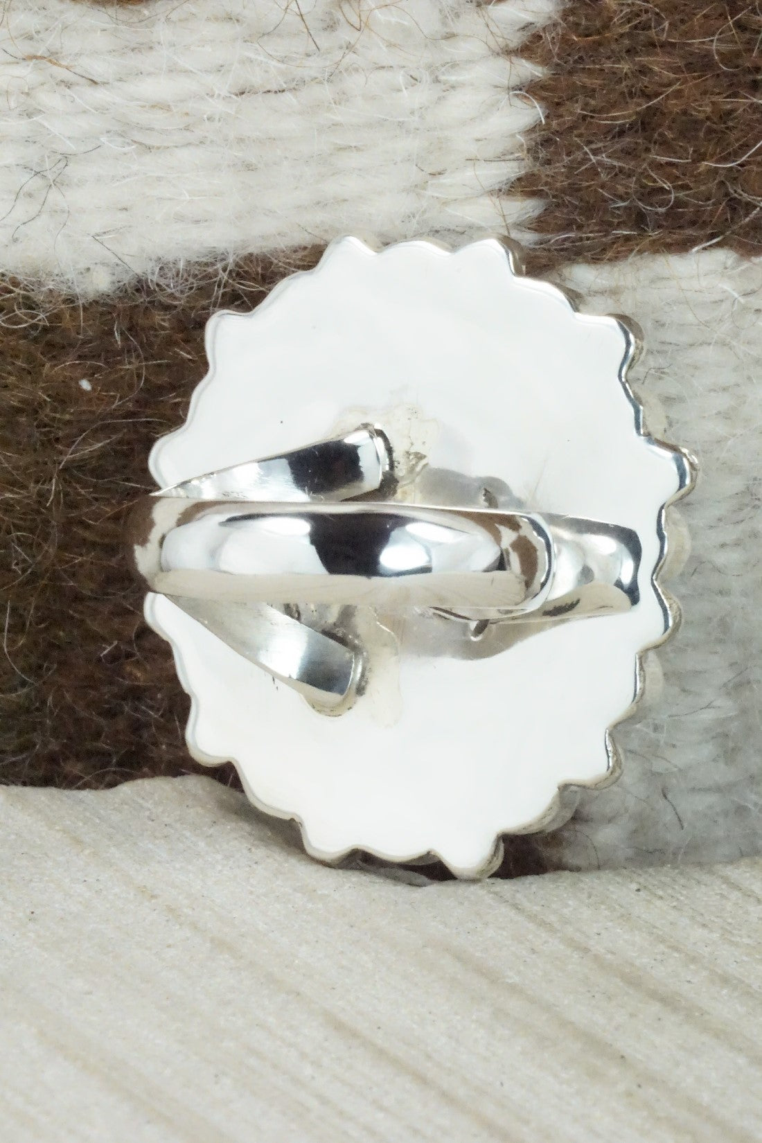 Spiny Oyster, Turquoise & Sterling Silver Ring - Sandra Parkett - Size 9 (Adj.)