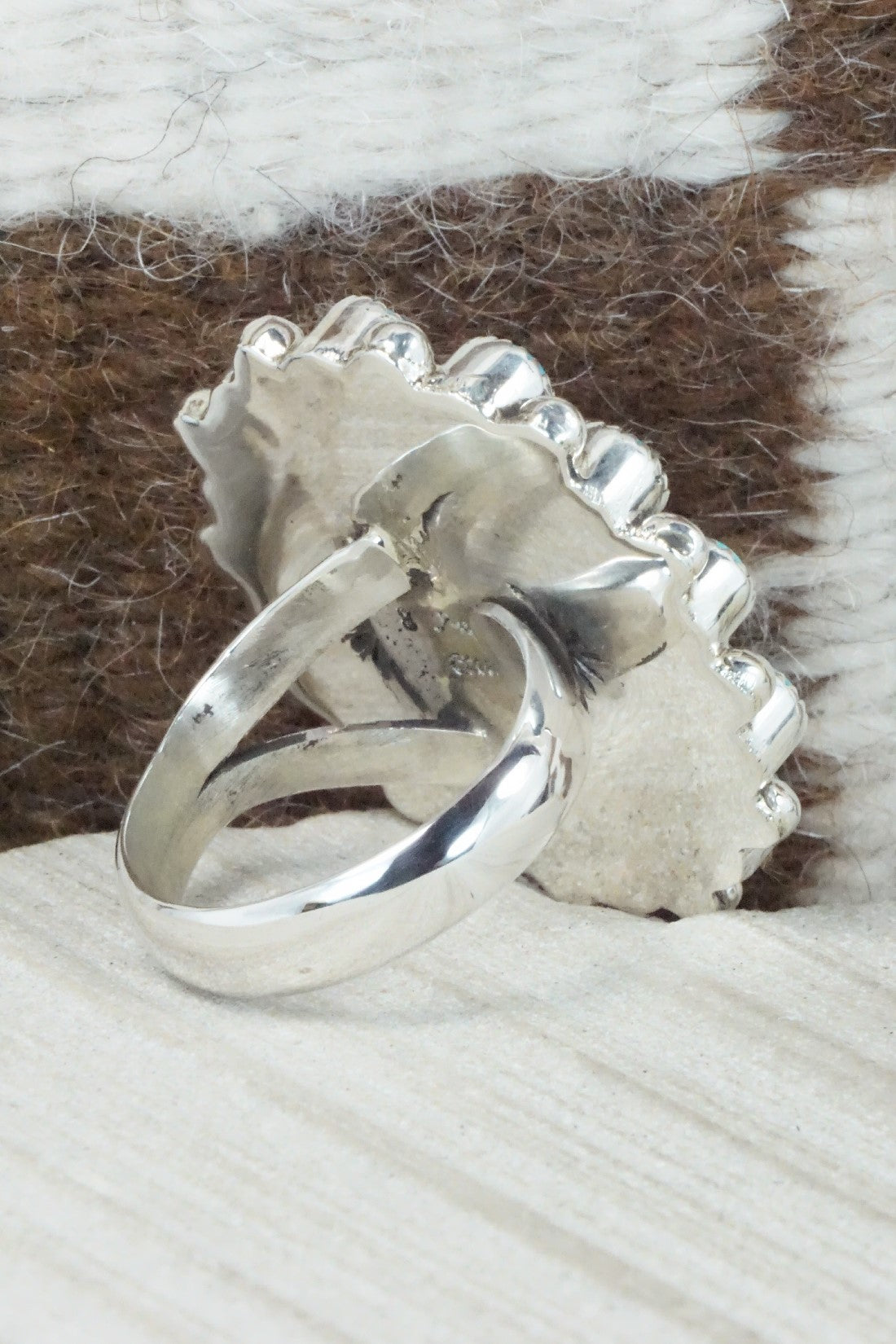 Spiny Oyster, Turquoise & Sterling Silver Ring - Sandra Parkett - Size 9 (Adj.)
