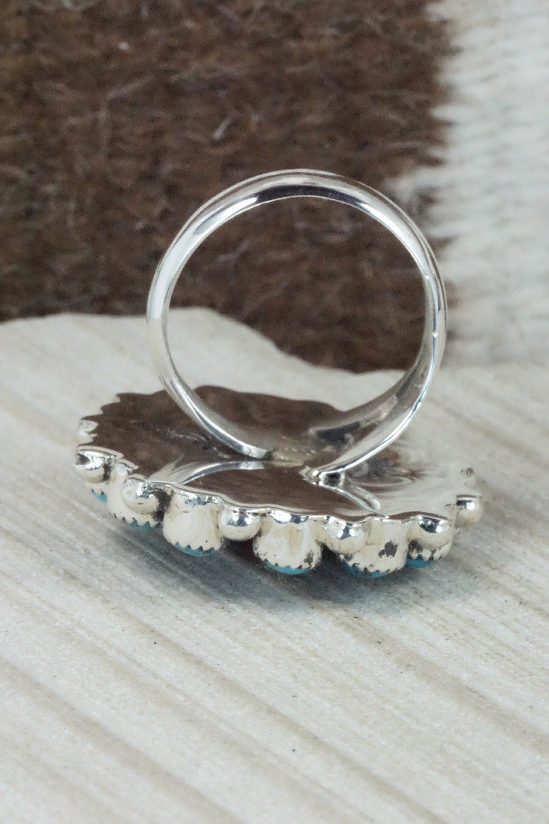 Spiny Oyster, Turquoise & Sterling Silver Ring - Sandra Parkett - Size 9 (Adj.)