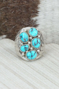 Turquoise and Sterling Silver Ring - Navajo - Size 9.5