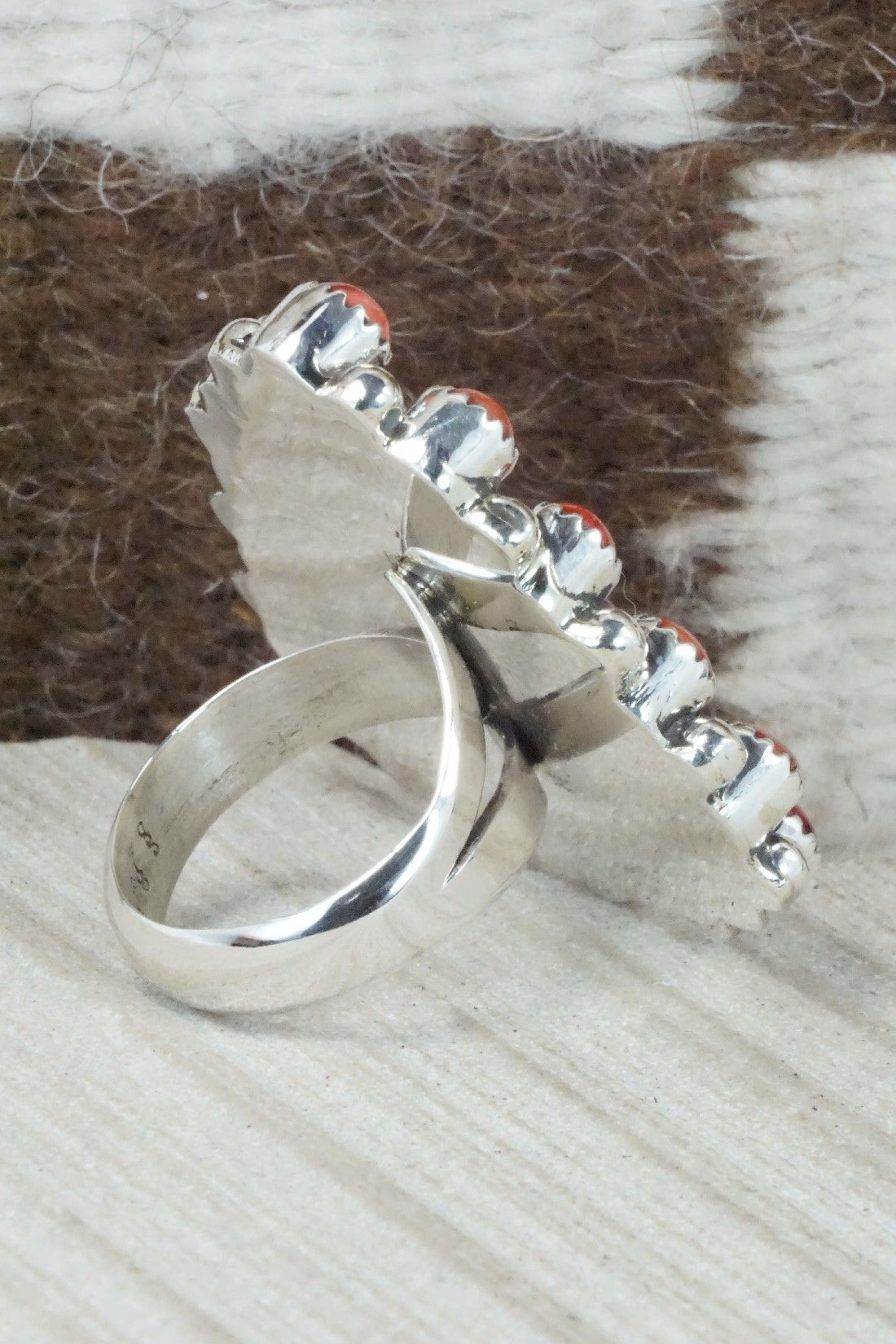 Spiny Oyster & Sterling Silver Ring - Sandra Parkett - Size 8.5 (Adj.)