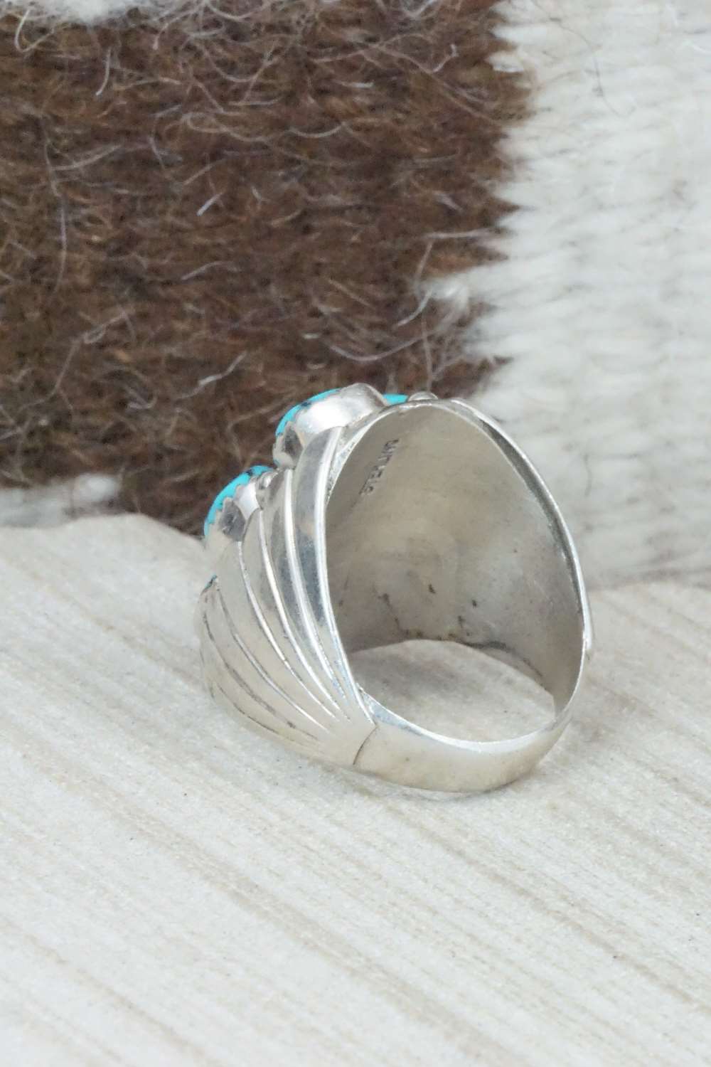 Turquoise and Sterling Silver Ring - Navajo - Size 9.5