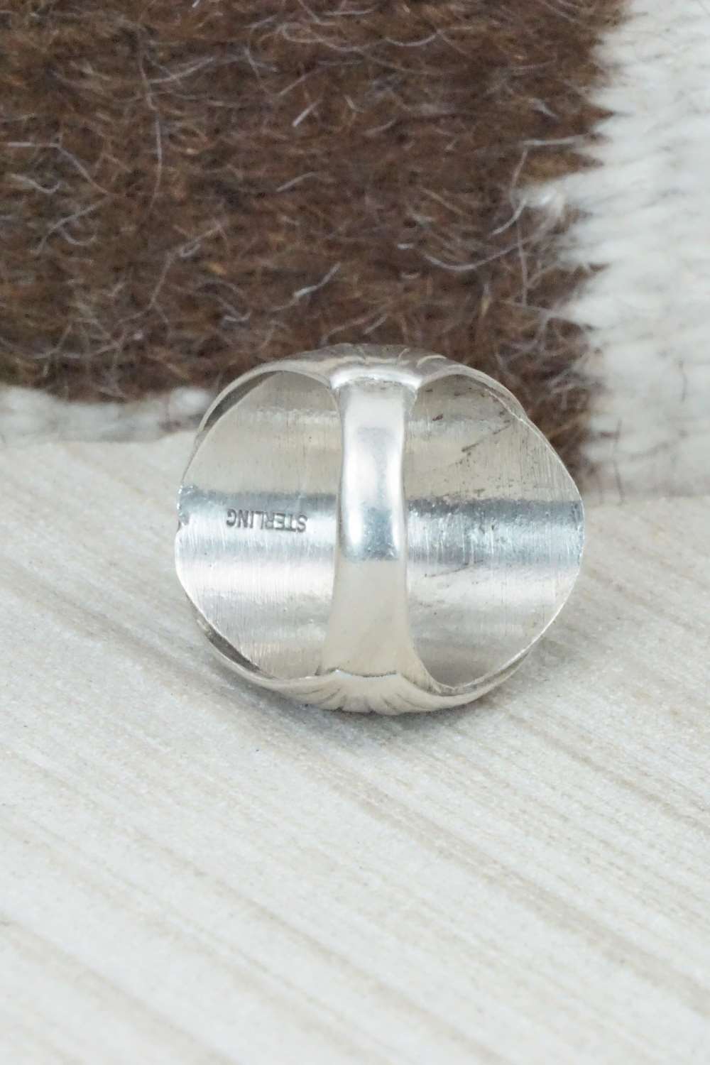 Turquoise and Sterling Silver Ring - Navajo - Size 9.5