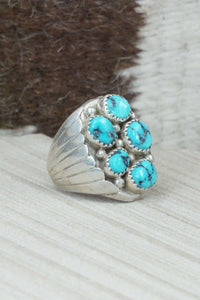 Turquoise and Sterling Silver Ring - Navajo - Size 9.5