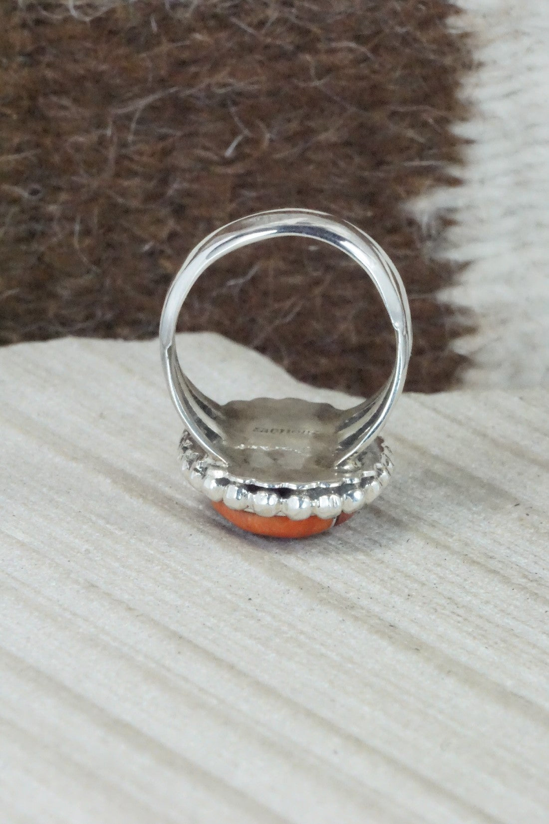 Spiny Oyster, Turquoise & Sterling Silver Ring - Sandra Parkett - Size 8.5