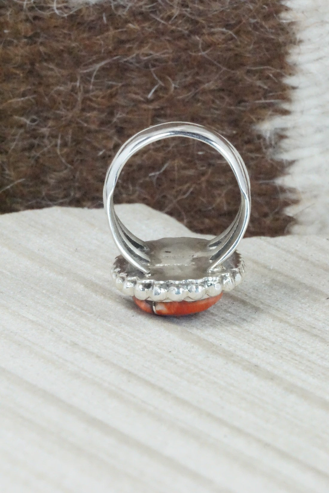Spiny Oyster, Turquoise & Sterling Silver Ring - Sandra Parkett - Size 7