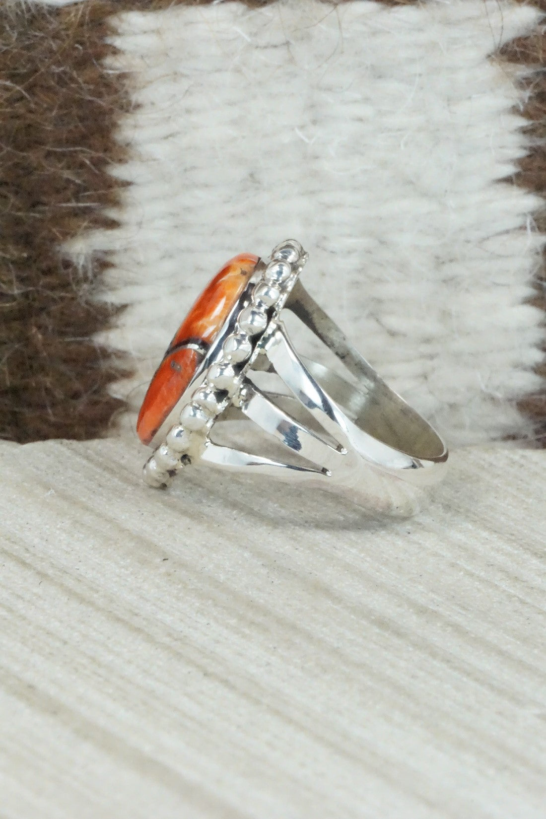 Spiny Oyster, Turquoise & Sterling Silver Ring - Sandra Parkett - Size 7.25
