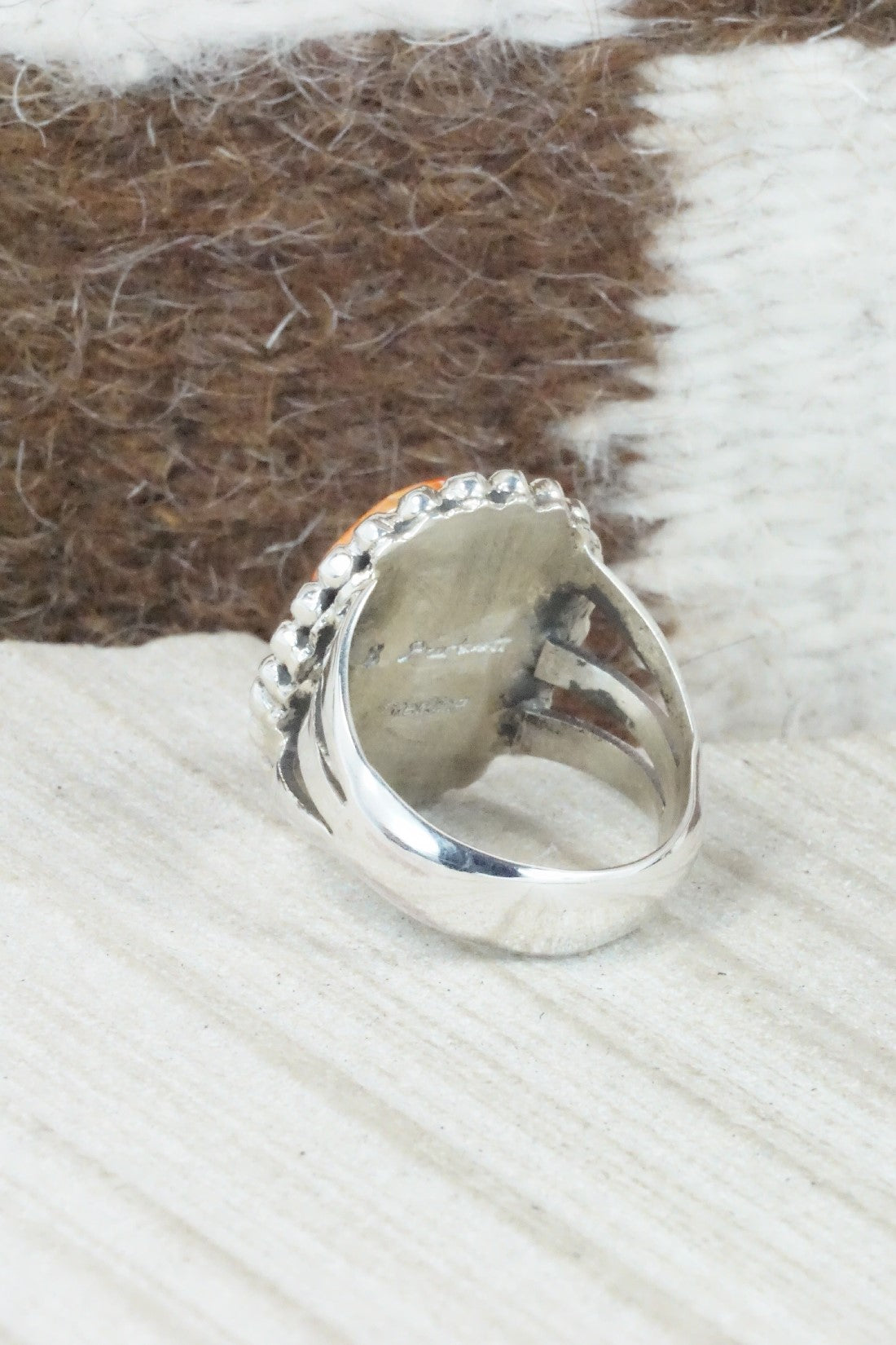 Spiny Oyster, Turquoise & Sterling Silver Ring - Sandra Parkett - Size 7.25