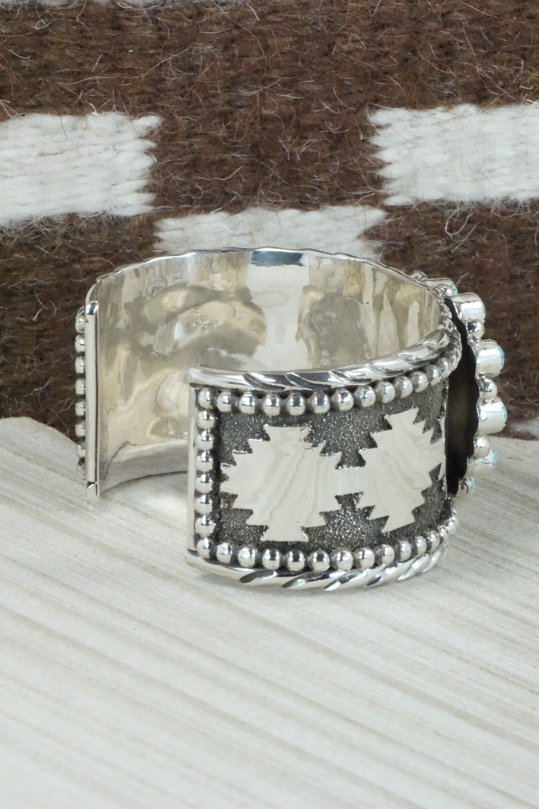 Turquoise, Spiny Oyster & Sterling Silver Bracelet - Sandra Parkett