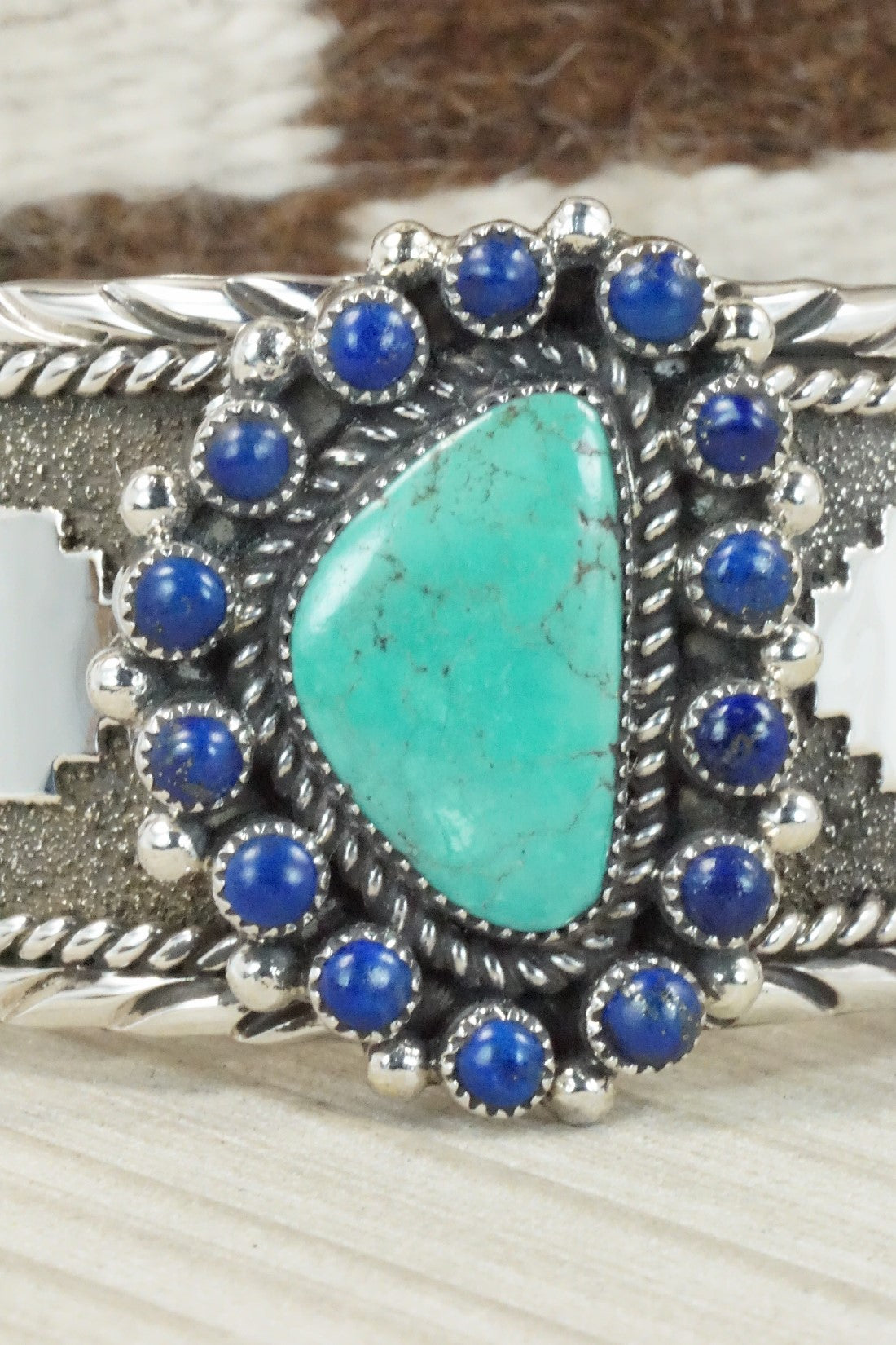 Turquoise, Lapis & Sterling Silver Bracelet - Sandra Parkett