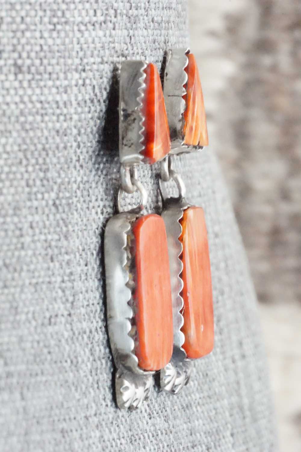 Spiny Oyster & Sterling Silver Earrings - Selina Warner