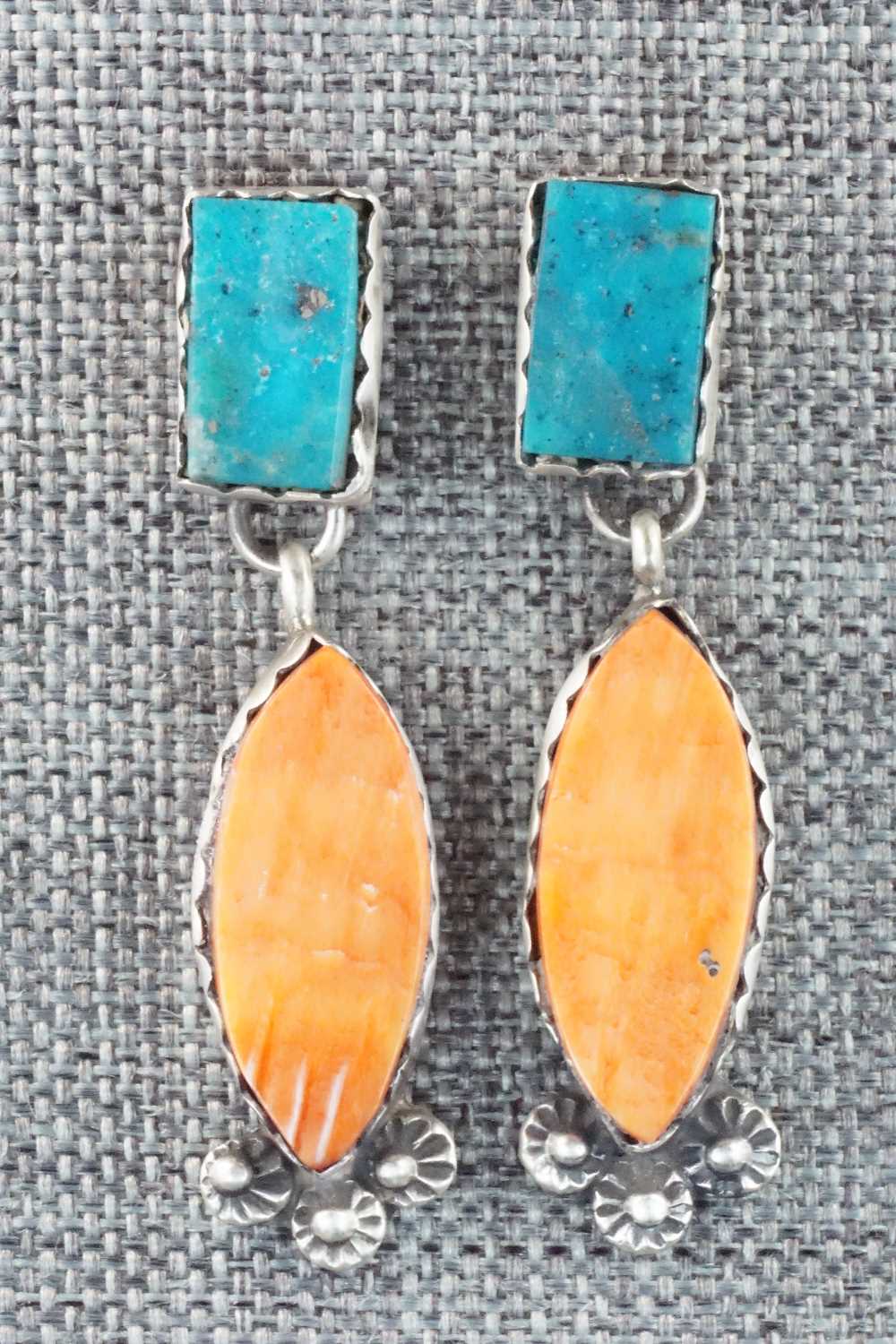 Turquoise, Spiny Oyster & Sterling Silver Earrings - Selina Warner